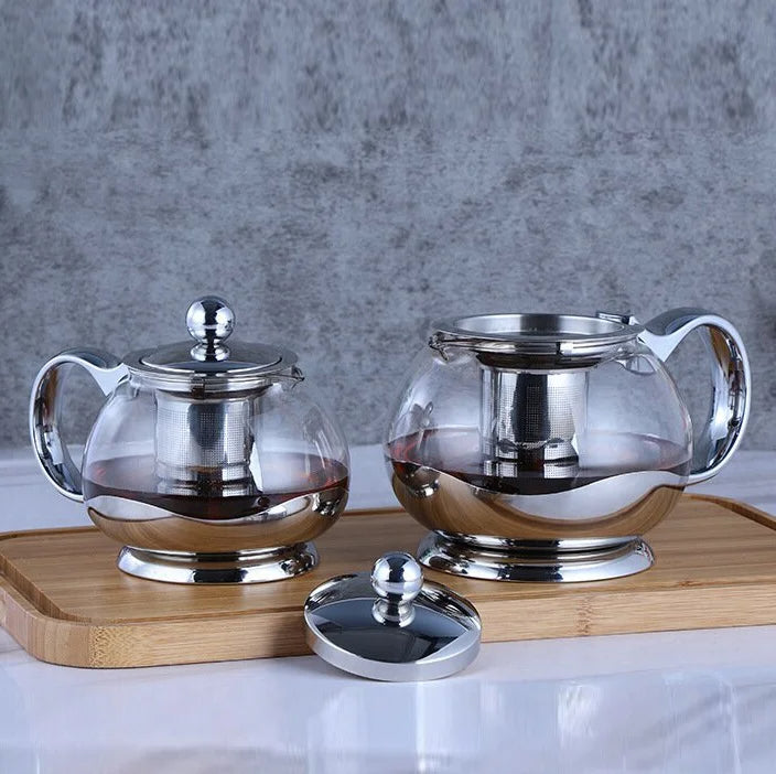 Théière en verre Borosilicate avec infuseur en acier inoxydable