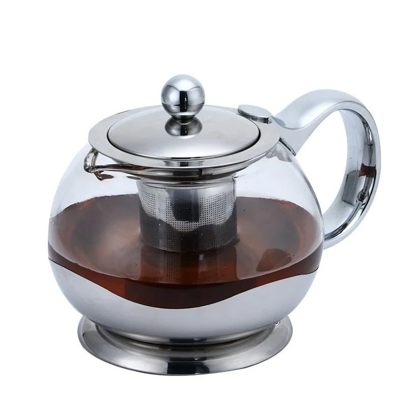 Théière en verre Borosilicate avec infuseur en acier inoxydable
